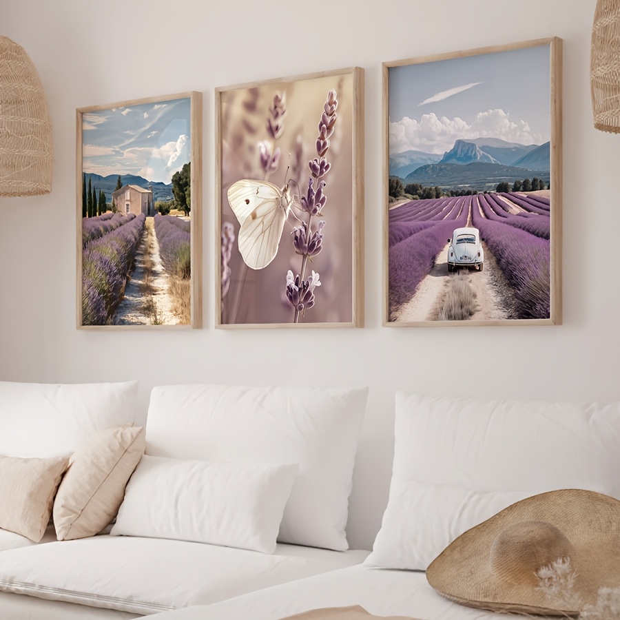 Lavender Oil - Juego de 3 Cuadros Decorativos de